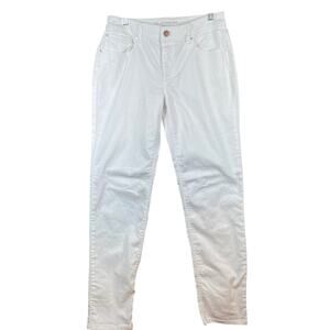 Chicos Womens Jeans White Platinum Denim Ankle Cropped Straight Stretch 00